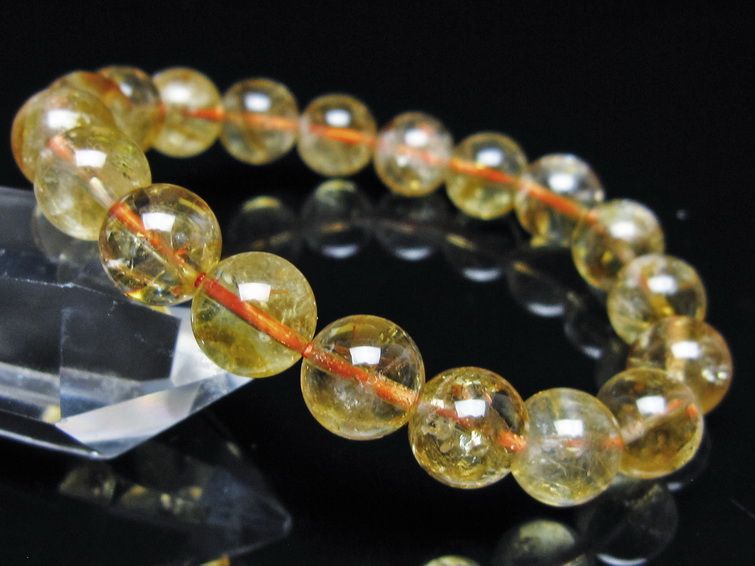 シトリン ブレスレット 虹入り 10mm シトリンクォーツ ブレス メール便可 一点物 111-50461