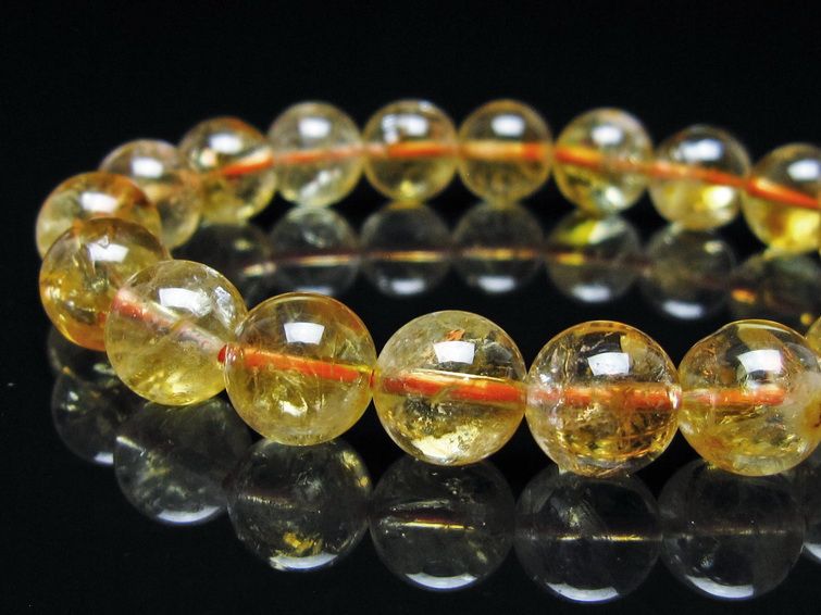 シトリン ブレスレット 虹入り 10mm シトリンクォーツ ブレス メール便可 一点物 111-50461