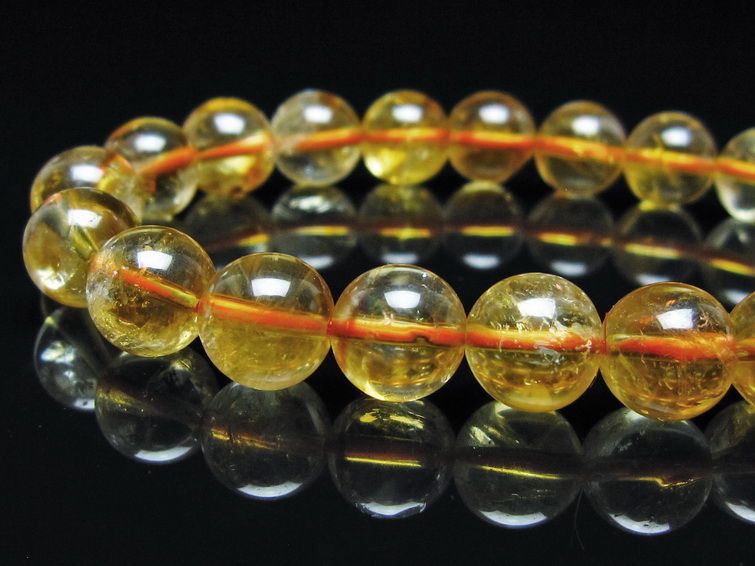 シトリン ブレスレット 虹入り 9mm シトリンクォーツ ブレス メール便可 一点物 111-50463