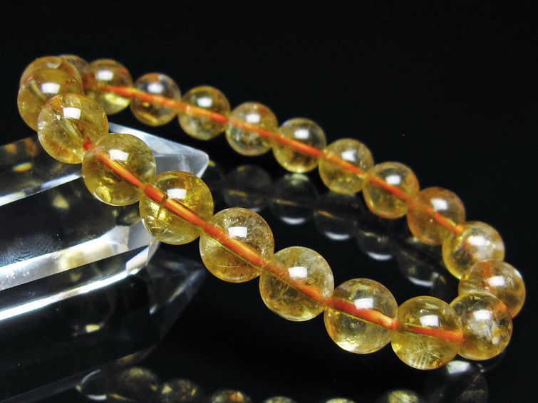 シトリン ブレスレット 虹入り 9mm シトリンクォーツ ブレス メール便可 一点物 111-50467