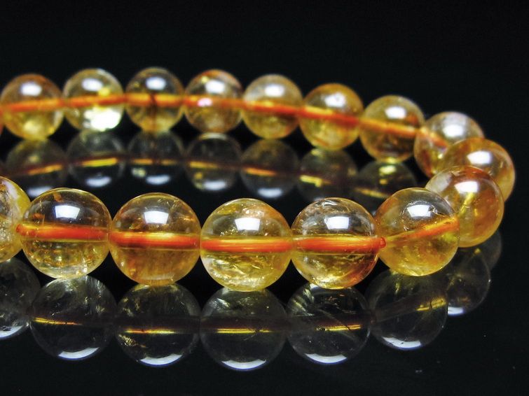 シトリン ブレスレット 虹入り 9mm シトリンクォーツ ブレス メール便可 一点物 111-50470