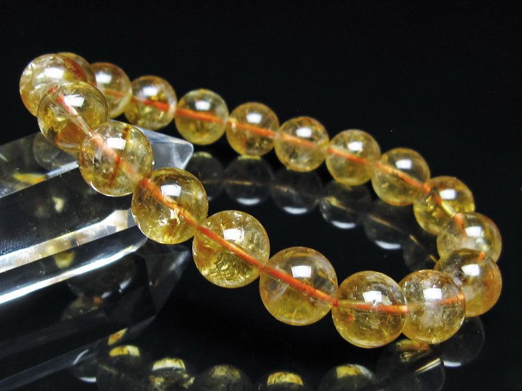 シトリン ブレスレット 虹入り 11mm シトリンクォーツ ブレス メール便可 一点物 111-50473