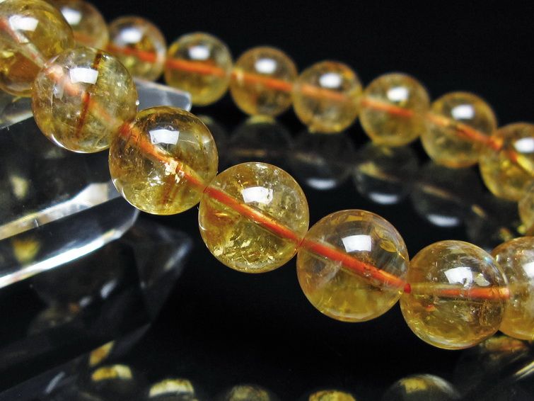 シトリン ブレスレット 虹入り 11mm シトリンクォーツ ブレス メール便可 一点物 111-50473