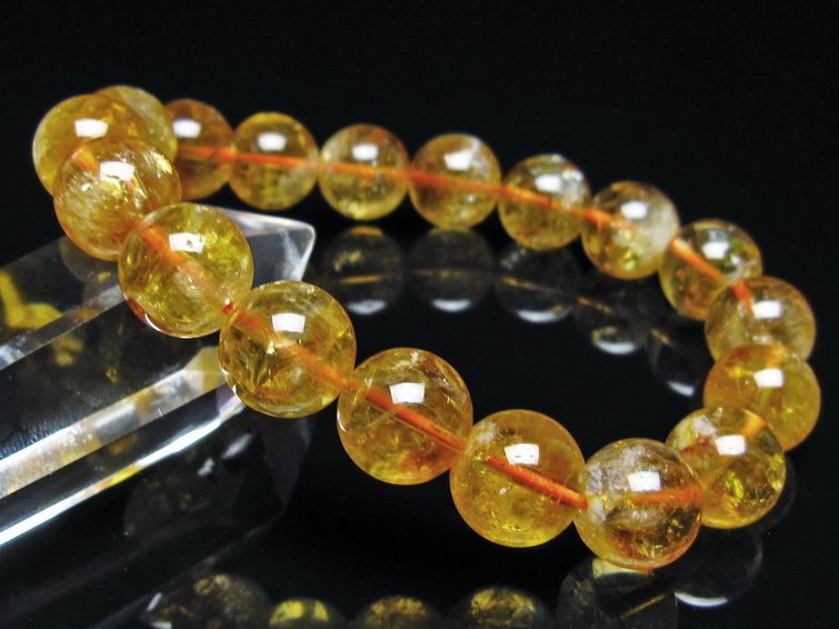 シトリン ブレスレット 虹入り 11mm シトリンクォーツ ブレス メール便可 一点物 111-50475