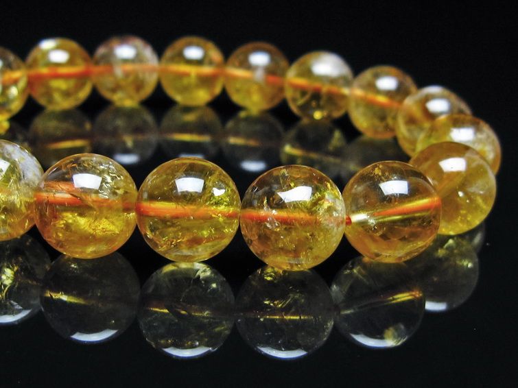 シトリン ブレスレット 虹入り 11mm シトリンクォーツ ブレス メール便可 一点物 111-50475