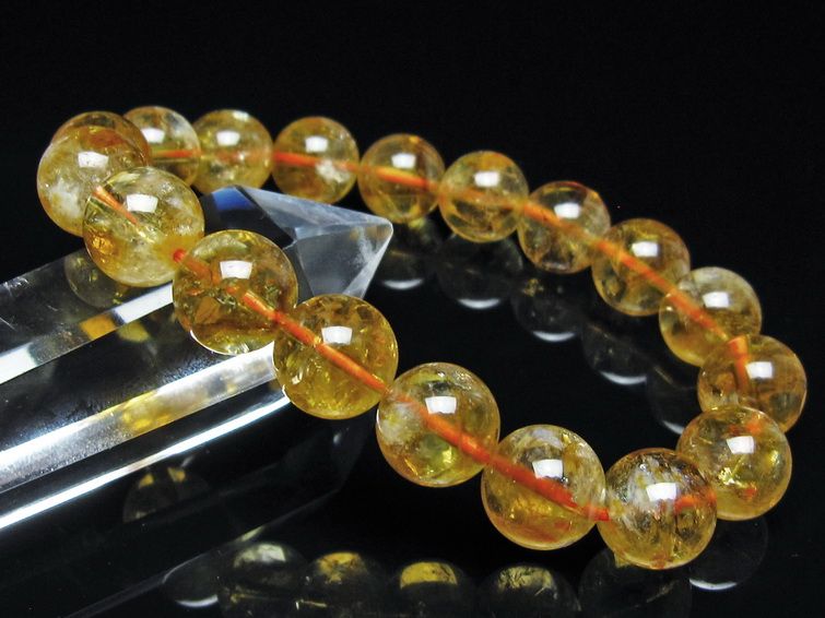 シトリン ブレスレット 虹入り 11mm シトリンクォーツ ブレス メール便可 一点物 111-50476