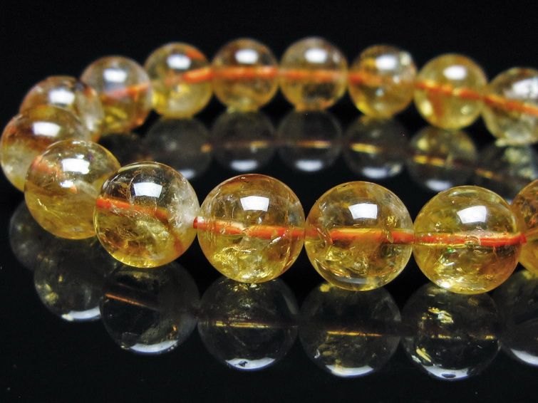 シトリン ブレスレット 虹入り 11mm シトリンクォーツ ブレス メール便可 一点物 111-50477