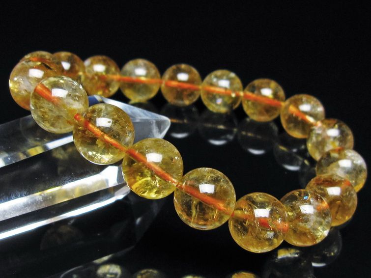 シトリン ブレスレット 虹入り 9mm シトリンクォーツ ブレス メール便可 一点物 111-50478