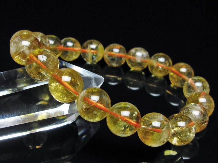 シトリン ブレスレット 虹入り 11mm シトリンクォーツ ブレス メール便可 一点物 111-50479