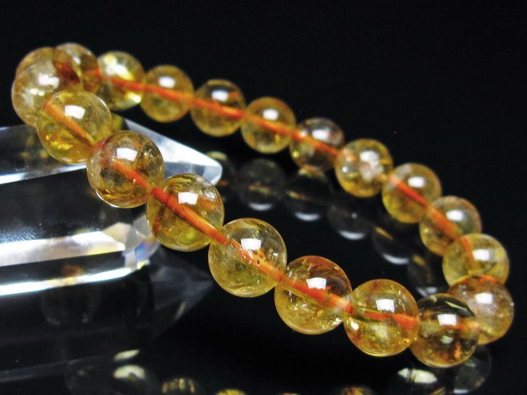 シトリン ブレスレット 虹入り 10mm シトリンクォーツ ブレス メール便可 一点物 111-50480