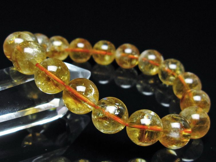 シトリン ブレスレット 虹入り 12mm シトリンクォーツ ブレス メール便可 一点物 111-50481