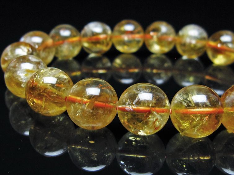 シトリン ブレスレット 虹入り 12mm シトリンクォーツ ブレス メール便可 一点物 111-50481