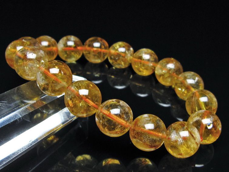 シトリン ブレスレット 虹入り 13mm シトリンクォーツ ブレス メール便可 一点物 111-50483
