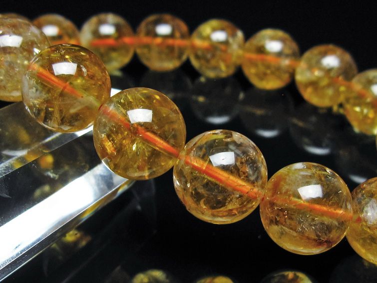 シトリン ブレスレット 虹入り 13mm シトリンクォーツ ブレス メール便可 一点物 111-50483