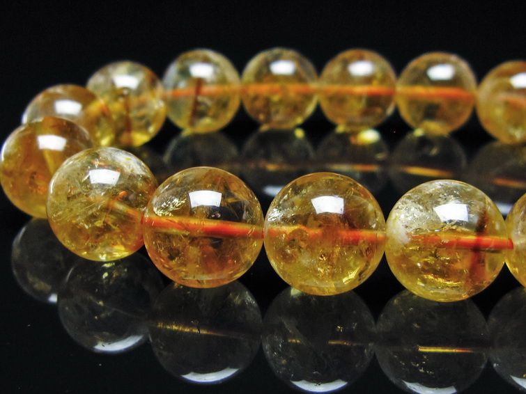 シトリン ブレスレット 虹入り 13mm シトリンクォーツ ブレス メール便可 一点物 111-50483