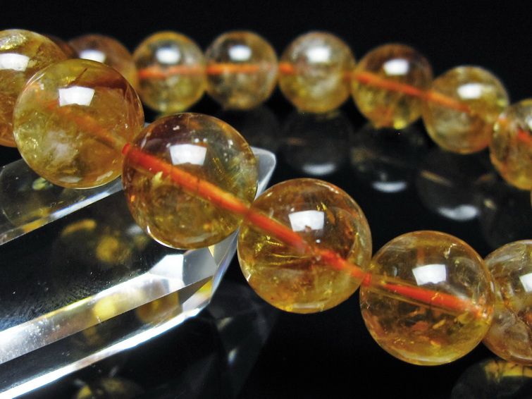 シトリン ブレスレット 虹入り 12mm シトリンクォーツ ブレス メール便可 一点物 111-50484