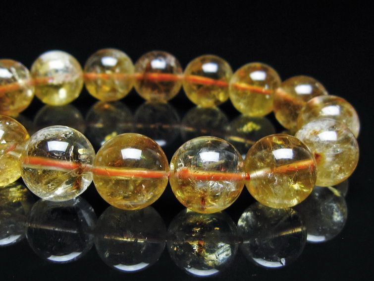 シトリン ブレスレット 虹入り 13mm シトリンクォーツ ブレス メール便可 一点物 111-50489