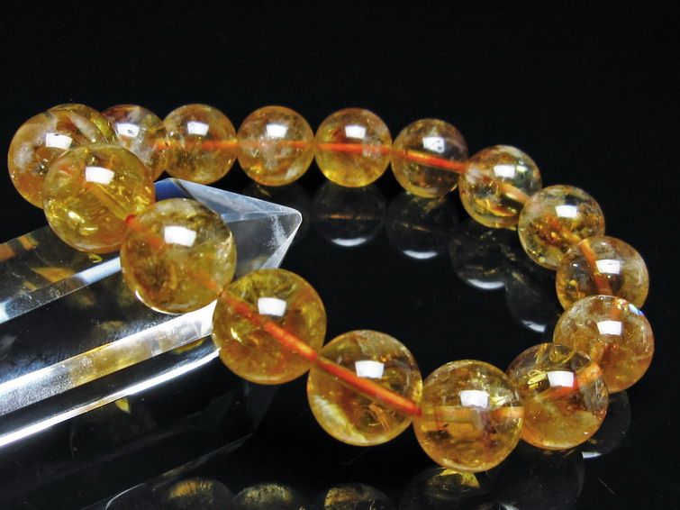 シトリン ブレスレット 虹入り 12mm シトリンクォーツ ブレス メール便可 一点物 111-50493
