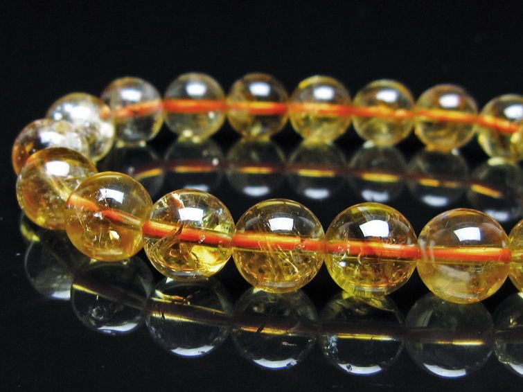 シトリン ブレスレット 虹入り 9mm シトリンクォーツ ブレス メール便可 一点物 111-50499