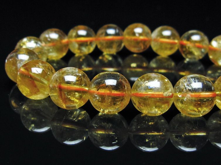 シトリン ブレスレット 虹入り 11mm シトリンクォーツ ブレス メール便可 一点物 111-50500