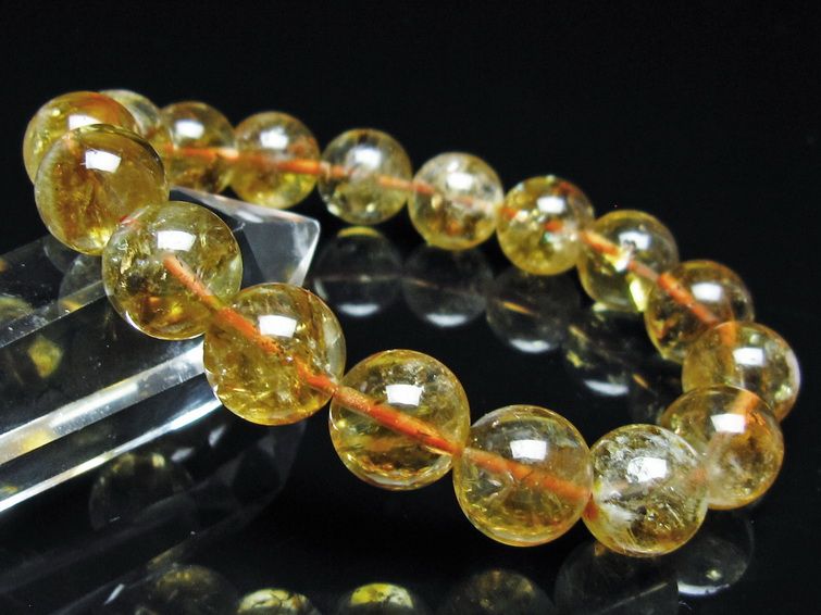 シトリン ブレスレット 虹入り 12mm シトリンクォーツ ブレス メール便可 一点物 111-50501