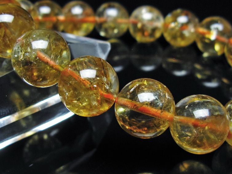 シトリン ブレスレット 虹入り 12mm シトリンクォーツ ブレス メール便可 一点物 111-50501