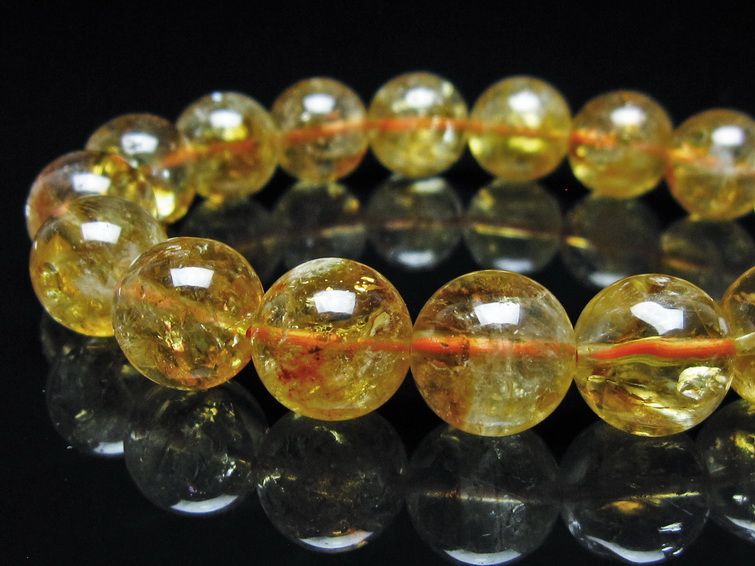 シトリン ブレスレット 虹入り 13mm シトリンクォーツ ブレス 一点物 111-50502