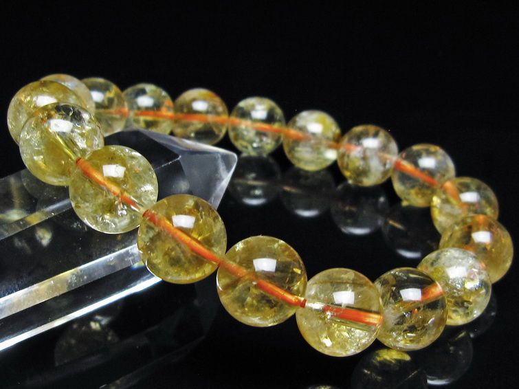 シトリン ブレスレット 虹入り 11mm シトリンクォーツ ブレス メール便可 一点物 111-50505