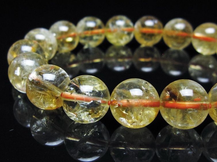シトリン ブレスレット 虹入り 11mm シトリンクォーツ ブレス メール便可 一点物 111-50505