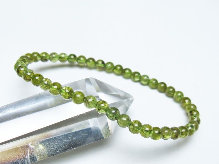 ペリドット ブレスレット 4mm メール便可 一点物 111-50507