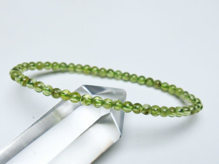 ペリドット ブレスレット 4mm メール便可 一点物 111-50508