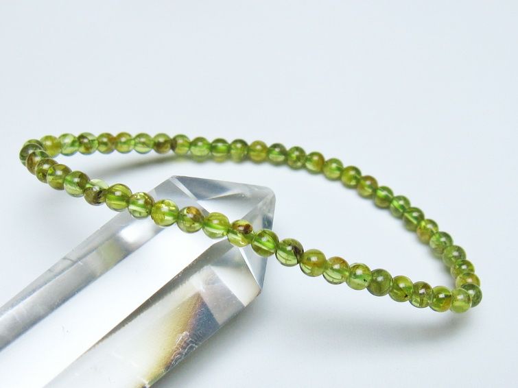 ペリドット ブレスレット 4mm メール便可 一点物 111-50509