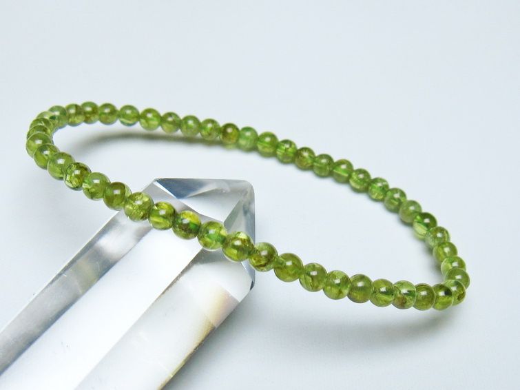 ペリドット ブレスレット 4mm メール便可 一点物 111-50510