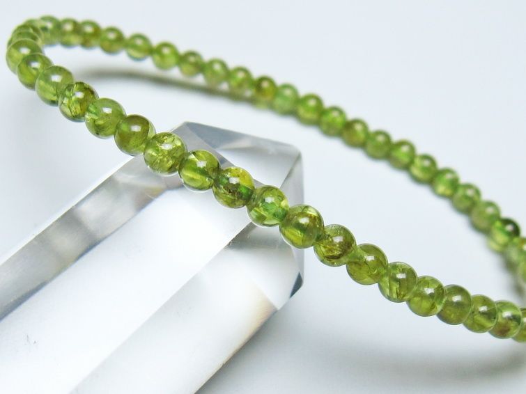 ペリドット ブレスレット 4mm メール便可 一点物 111-50510