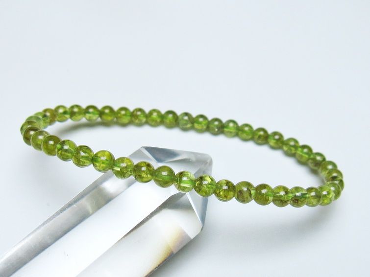 ペリドット ブレスレット 4mm メール便可 一点物 111-50511
