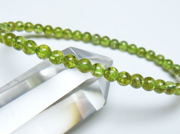 ペリドット ブレスレット 4mm メール便可 一点物 111-50511