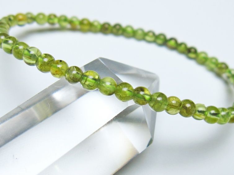 ペリドット ブレスレット 4mm メール便可 一点物 111-50512