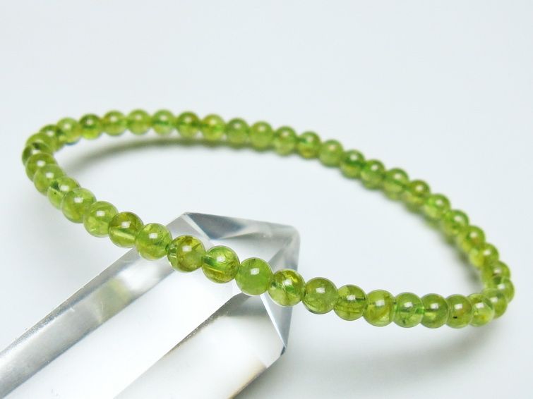 ペリドット ブレスレット 4mm メール便可 一点物 111-50513