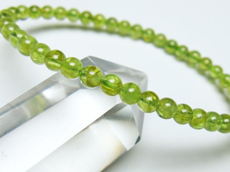 ペリドット ブレスレット 4mm メール便可 一点物 111-50513