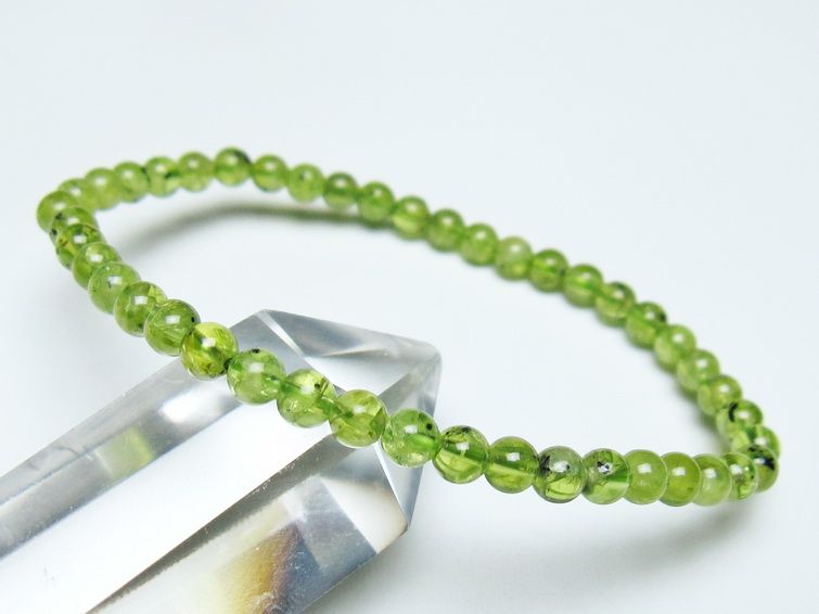 ペリドット ブレスレット 4mm メール便可 一点物 111-50514