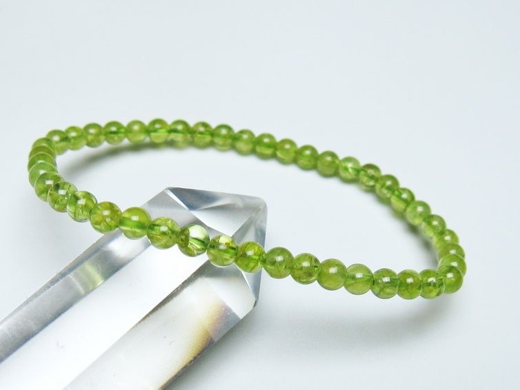 ペリドット ブレスレット 4mm メール便可 一点物 111-50515