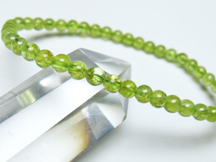 ペリドット ブレスレット 4mm メール便可 一点物 111-50515