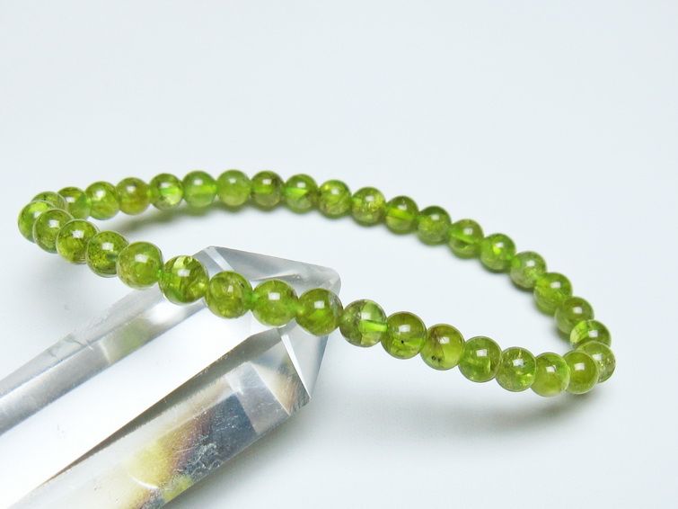 ペリドット ブレスレット 5mm メール便可 一点物 111-50516