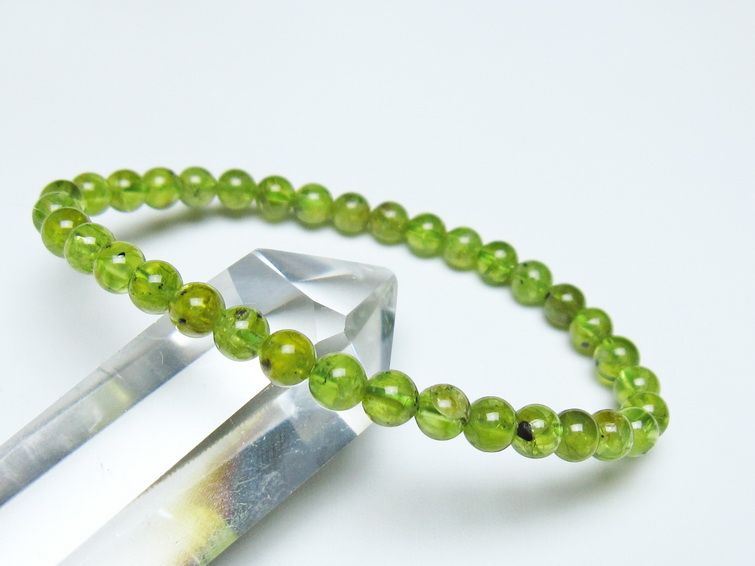 ペリドット ブレスレット 5mm メール便可 一点物 111-50517