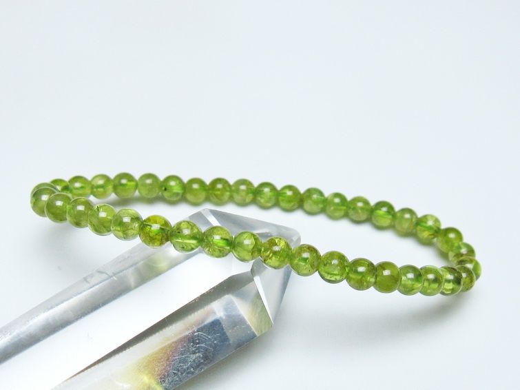 ペリドット ブレスレット 5mm メール便可 一点物 111-50518