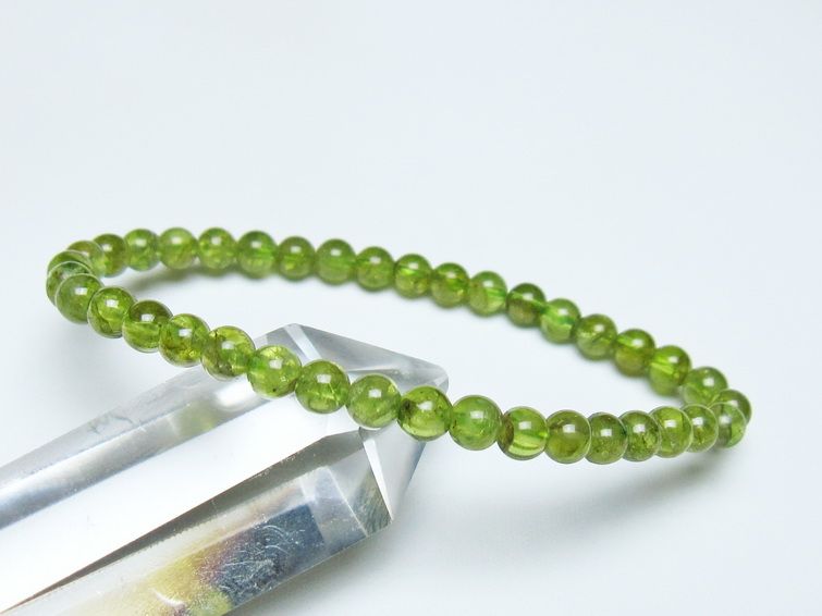 ペリドット ブレスレット 5mm メール便可 一点物 111-50519