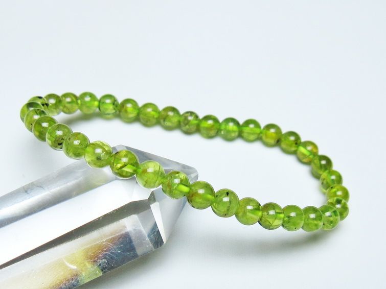 ペリドット ブレスレット 5mm メール便可 一点物 111-50520