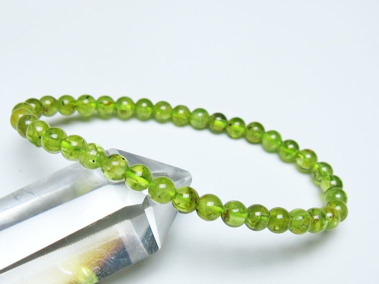 ペリドット ブレスレット 5mm メール便可 一点物 111-50521