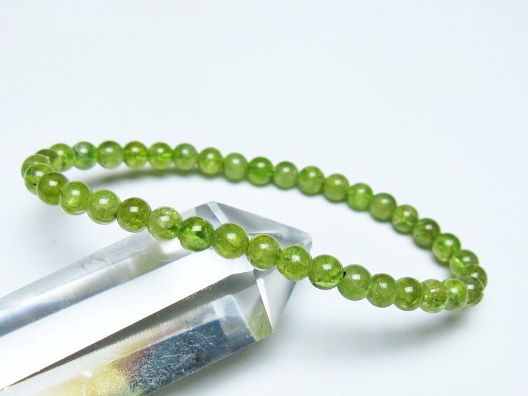 ペリドット ブレスレット 5mm メール便可 一点物 111-50523