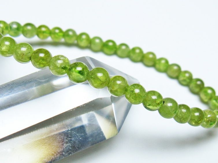 ペリドット ブレスレット 5mm メール便可 一点物 111-50523